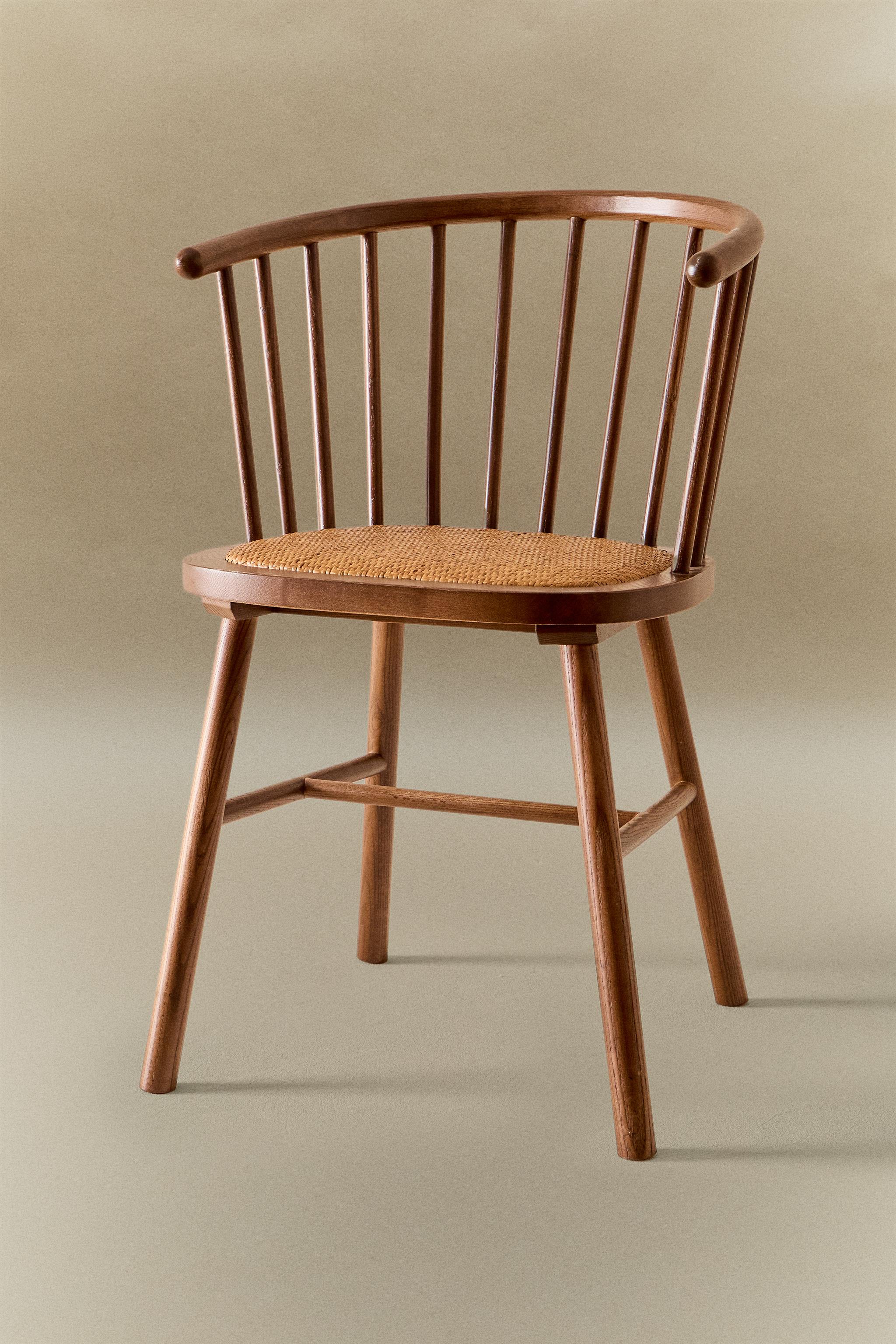 ASH WOOD AND RATTAN CHAIR